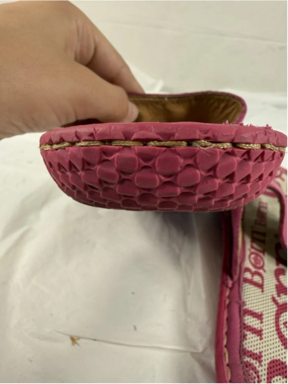 Born Concept Boho Pink Leather Flat Thong Sandal Flip Flops Size 7/38